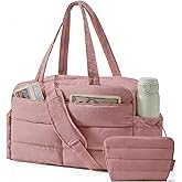 BAGSMART Gym Bag for Women with Toiletry Pouch, Lightweight Weekender Bags for Women with Wet Pocket, 31L Travel Duffle Carry On Bag, Weekender Overnight Bag for Travel,Water Resistant,Dark Pink