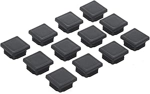 1-1/4 Inch Square Plastic Plug, Tubing Post End Cap 1-1/4 x 1-1/4 inch, Chair Glide Insert Finishing Plug, Great for Fencing Posts, Furniture End Caps, Fitness Equipment End Caps and More (12 Packs)