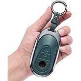 LJMTBKAN for Mercedes Key Fob Cover,Aluminum Leather Key Case Compatible with 2019-2021 A-Class C-Class G-Class 2017-2020 E-Class S-Class Smart Key Anti-dust Full Protection Accessories