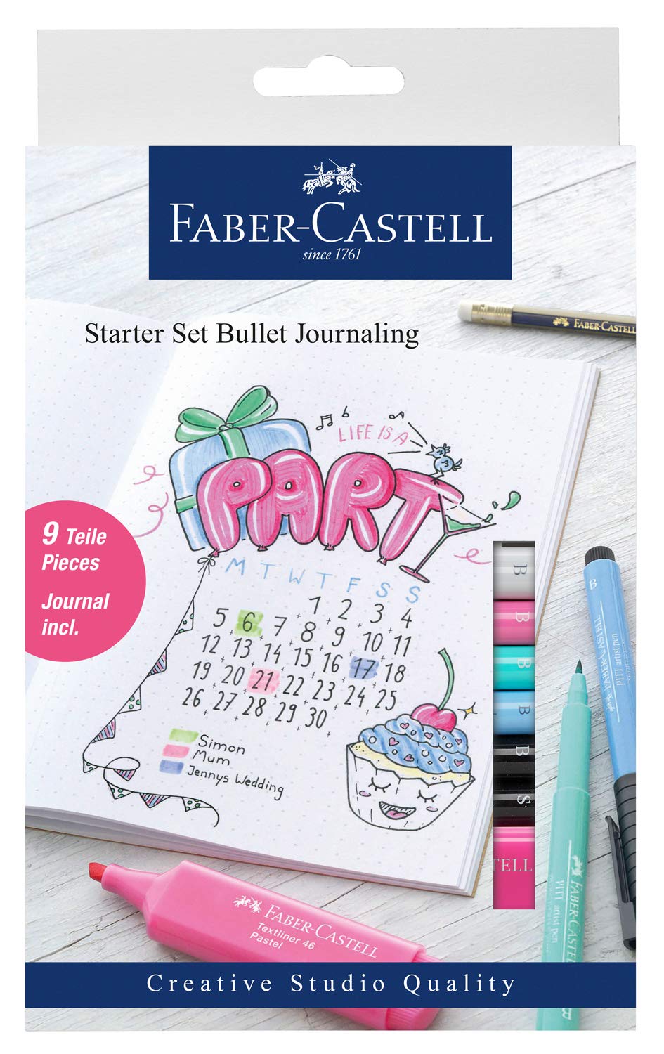 Faber-Castell Creative Studio Bullet Journaling Starter Set, Multicoloured, 9 Pieces, Art, Craft, Drawing, Sketching, Home, School, University, Colouring — image 1