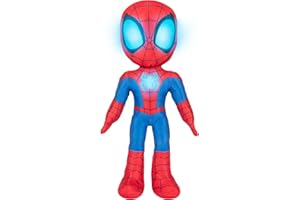 JAZWARES Marvel Spidey and His Amazing Friends Glow Webs Spidey Feature Plush - 14-Inch Interactive Plush with Light Up Eyes and Chest Plus Unique Phrases