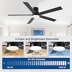 60 Inch Ceiling Fans with Lights and Remote,Flush