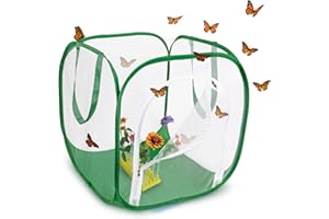 Big Cube Large Butterfly Habitat with Drawbridge Open Door and Observation Window | 23”L x 23”W x 24”H | Raise Up to 20 Monarchs with Cage by MONARCH BUTTERFLY LIFE
