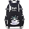 Roffatide Anime Black Butler Backpack Book Bag Laptop School Bag with USB Charging Port And Headphone Port