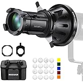 NEEWER Spotlight Snoot with 20° Projection Lens, Adjustable Focus, 16 Metal Gobos 5 Color Gels, Bag, Conical Snoot for Bowens