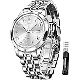 OLEVS Mens Watches Dress Waterproof Watch with Date Day Analog Quartz Wrist Watch Large Roman Numerals Classic Luxury Luminous Scales 41mm Big Face Relojes para Hombres