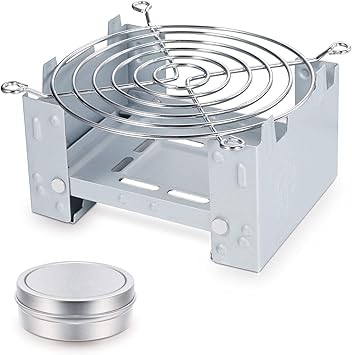 Amazon ポケットストーブ 固形燃料ストーブ ミニコンロ 3点セット キャップ用 五徳 アルコールストーブ 固形燃料 スタンド ポケットコンロ コンパクトストーブ アルコールバーナー 折りたたみ式 ミニ コンパクト 超軽量 携帯便利 キャンプ 山登り トレーニング