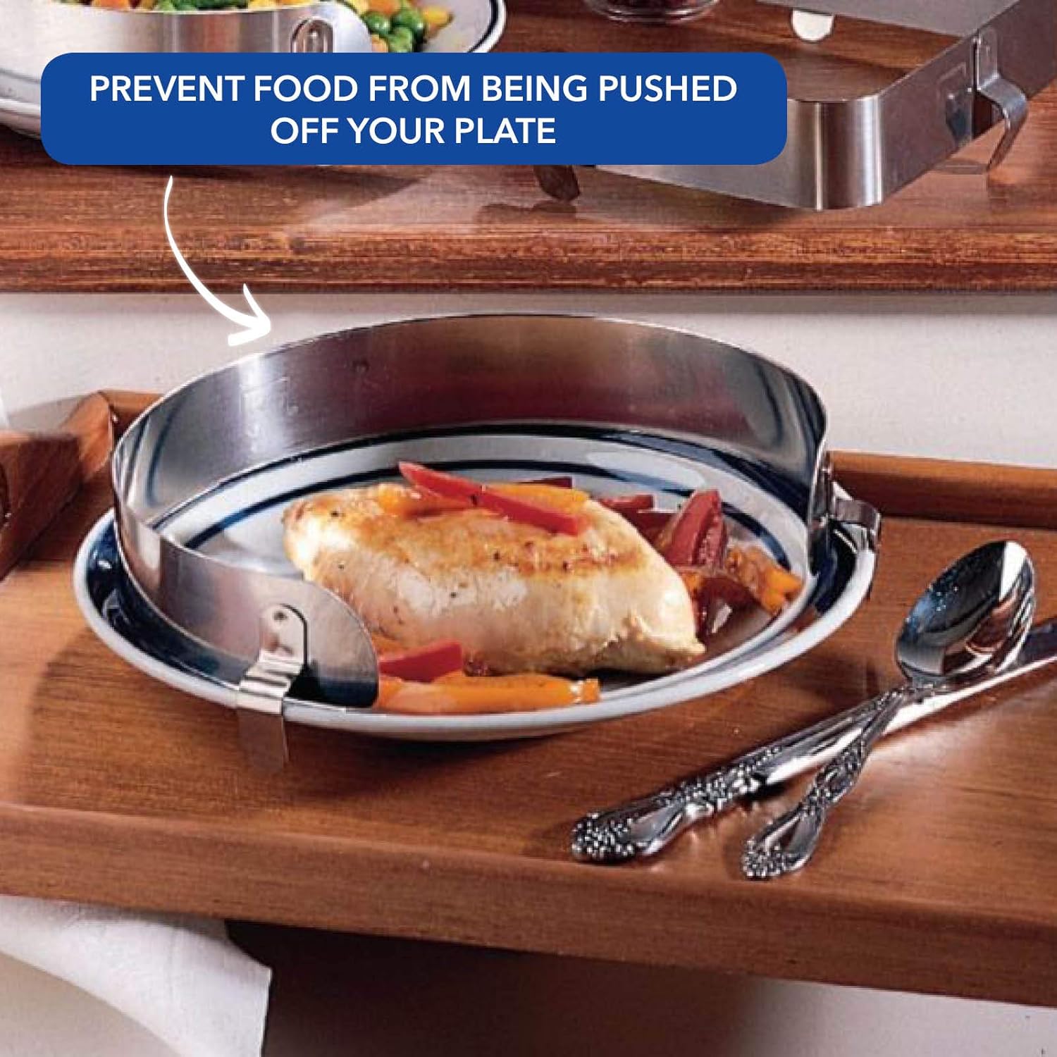 Sammons Preston Large Stainless Steel Food Guard for 9" - 11" Plates, Secure Food Spill Protection for Independent Eating, Easy to Clean and Dishwasher Safe Plate Protector: Industrial & Scientific