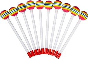 MIHEY 10 Pieces Drum Sticks for Kids, Rainbow Lollipop Drumsticks Soft Foam Head Beat Toy Percussion Mallets