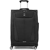 Travelpro Maxlite 5 Softside Checked Luggage Spinner, Black, 25-Inch | Medium Checked Suitcase, Expandable With 4 Wheels, Lightweight &amp; Versatile Travel Design, Men &amp; Women