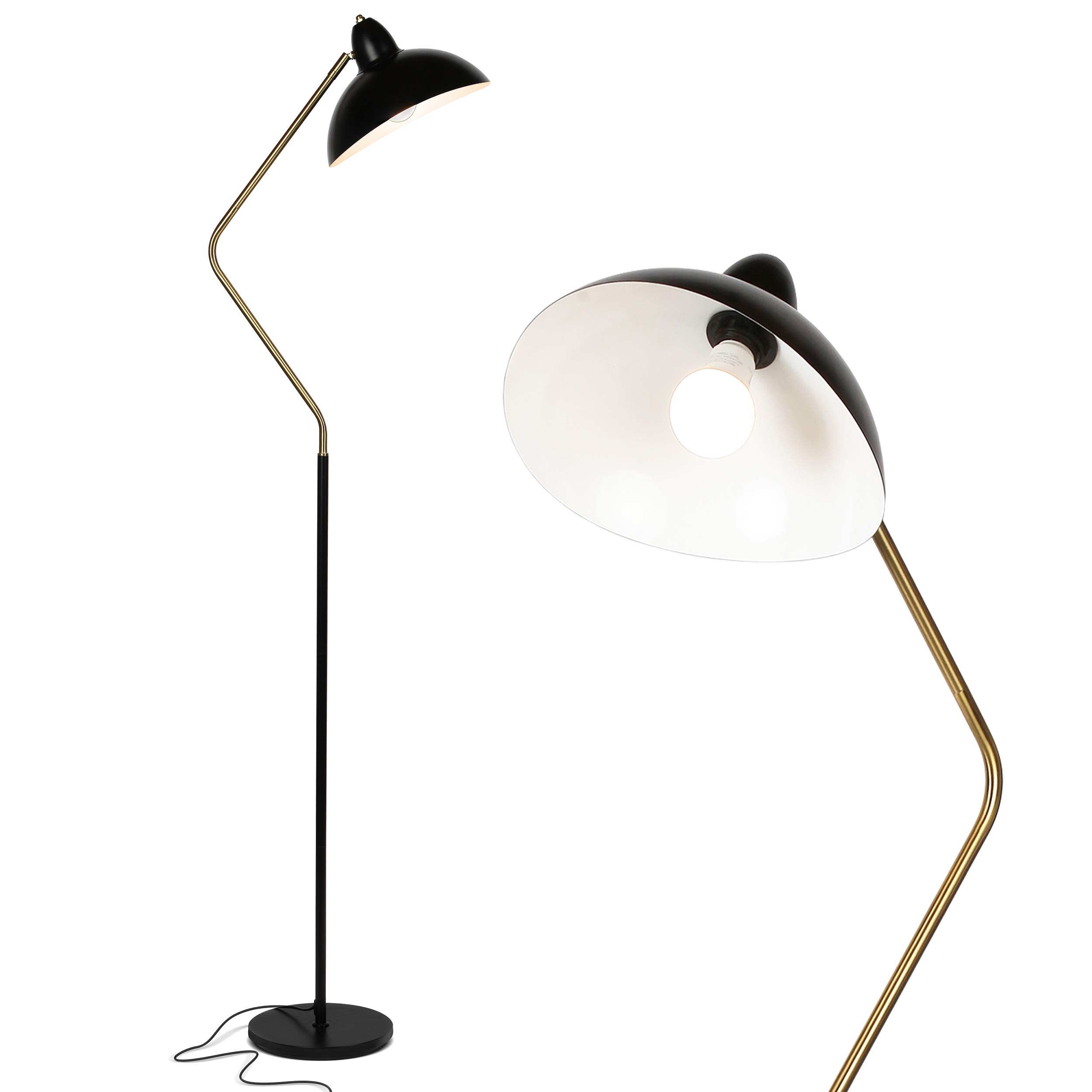 Brightech Swoop LED Floor Lamp, Tall Lamp with Adjustable Head, Modern Floor Reading Lamp for Over Chair, Living Rooms & Offices, Standing Lamp with Heavy Base for Bedrooms, Stunning Living Room Decor