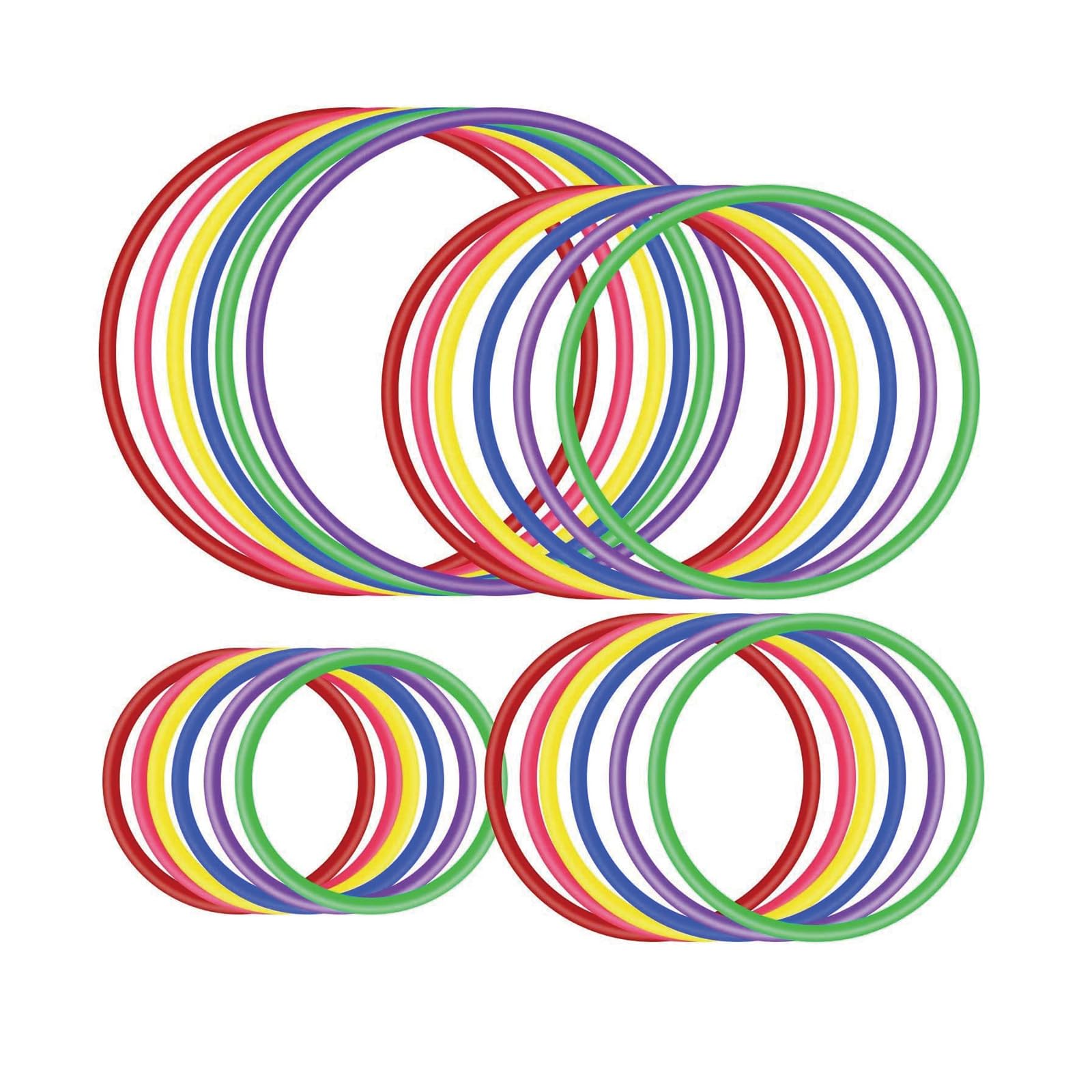 OOTSR 24pcs Plastic Toss Rings Set for Ring Toss Game, Indoor Outdoor Speed and Agility Training Games, Party Favor Games, Carnival, Garden, Backyard, Game Booth (4 sizes, 6 colors)