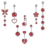 LEE&RO Red Belly Button Ring Red Belly Rings 14G