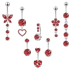 LEE&RO Red Belly Button Ring Red Belly Rings 14G