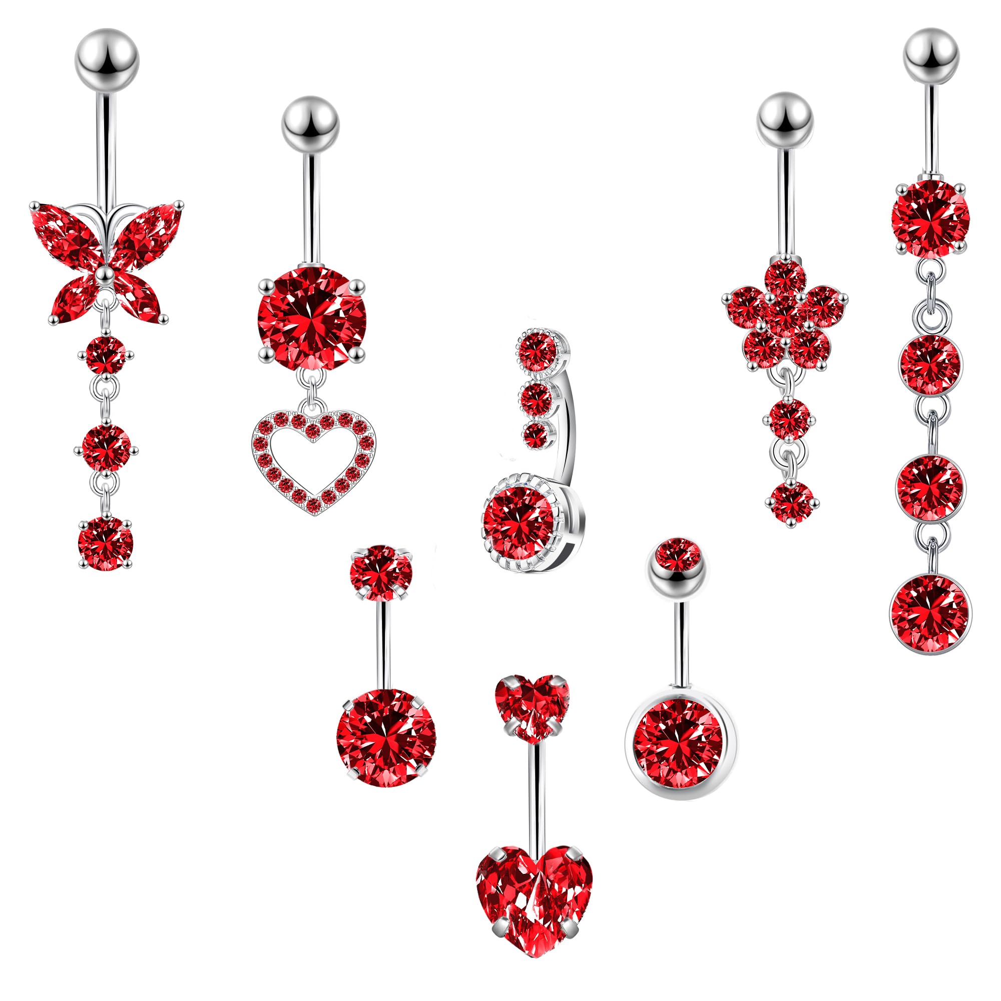 LEE&RO Red Belly Button Ring Red Belly Rings 14G
