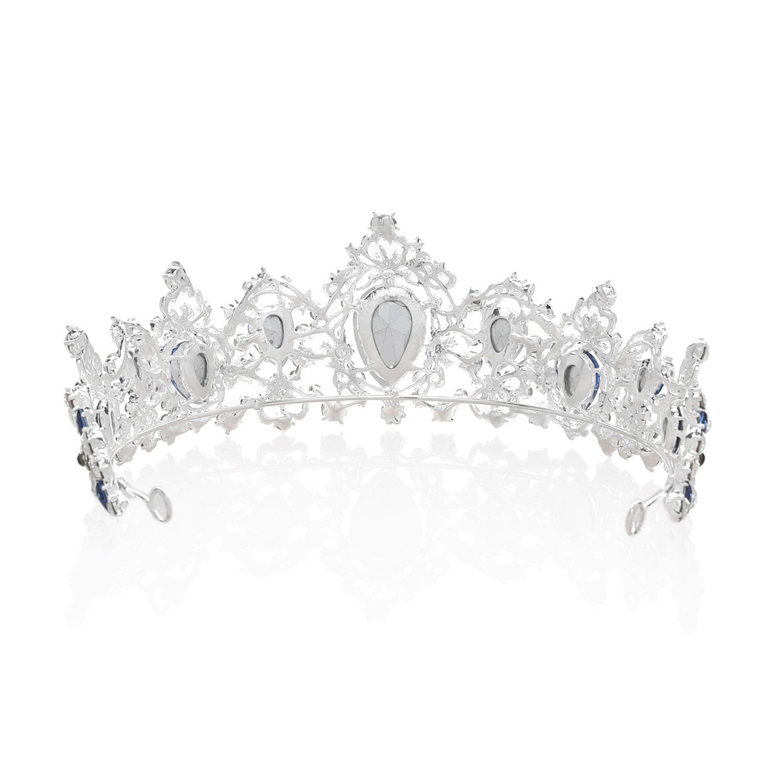 SWEETV Royal CZ Crystal Tiara Wedding Crown Princess Headpieces Bridal
