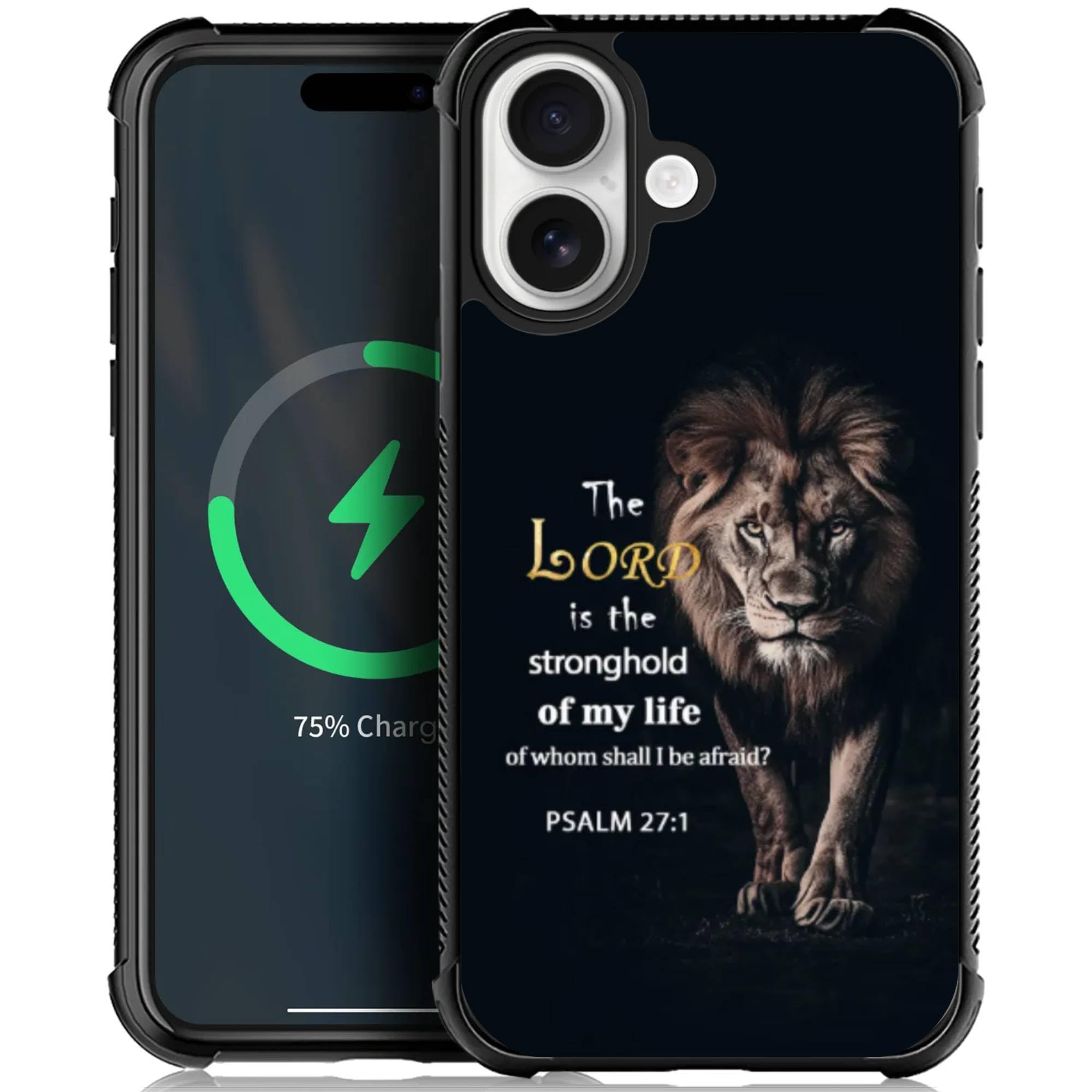 ilikediy Case for iPhone 17 [Compatible with Magsafe], W Psalm Scripture Lion Soft TPU Bumper Hard PC Back Anti-Fall Shockproof Protective Magnetic Cover