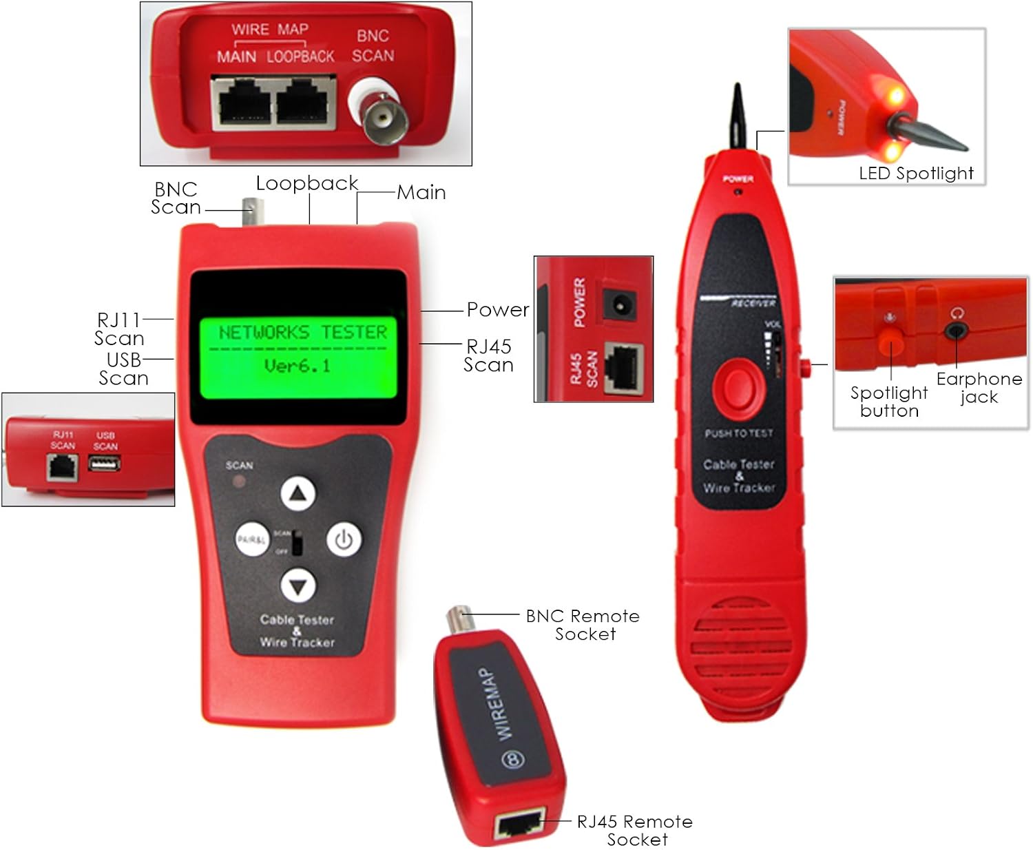 GAIN EXPRESS Network LAN Ethernet Telephone Wire Cable Tester Checker ...