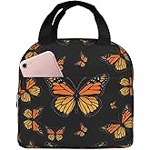 Monarch Butterfly Reusable Insulated Lunch Bag For Women Men Waterproof Tote Lunch Box Thermal Cooler Lunch Tote Bag For Work Office Travel Picnic