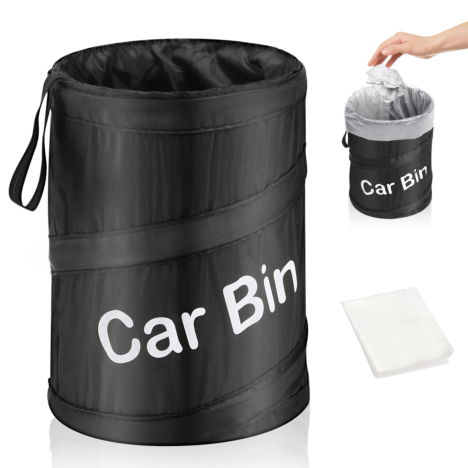 Zacro Car Bin with 5 Garbage Bags - Foldable and Water Resistant Auto Trash Bag Camp for Garbage and Litter Storage and Collection