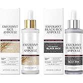 2PCS Black and White Rice Peeling, New Soft Rice Exfoliating Face and Body, Rice Exfoliating Ampoule Set, Black and White Rice Exfoliant for All Skin Types, Gentle and Hydration