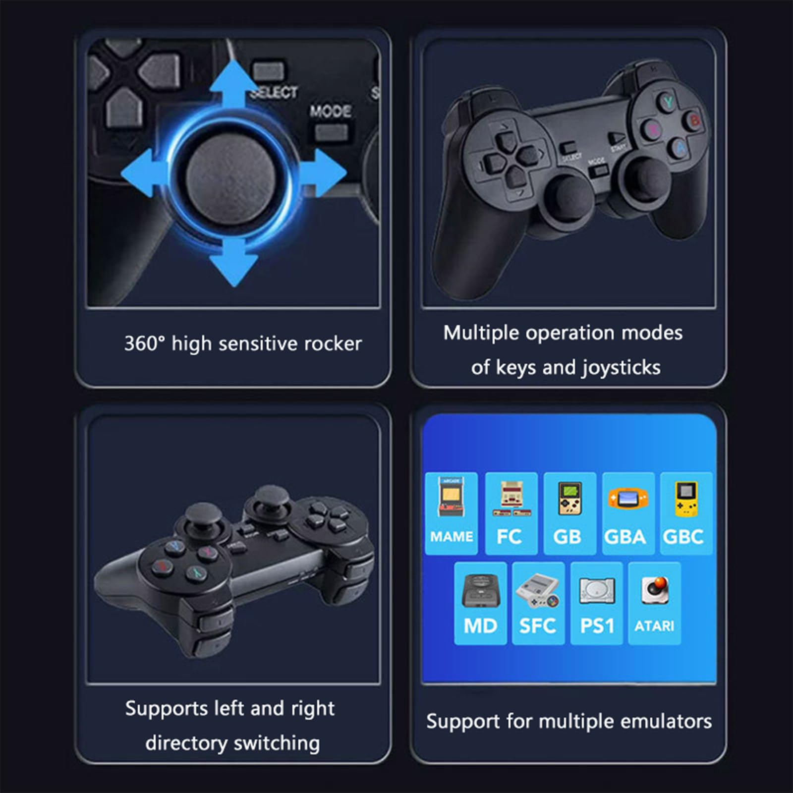 TEFELE Wireless Retro Game Console, Plug-and-Play Retro Video Games, Built-in 20,000+Games and 23 Emulators, Classic Video Games with 4K HDMI Output, with Upgrade Dual 2.4G, Controllers Black(64GB)