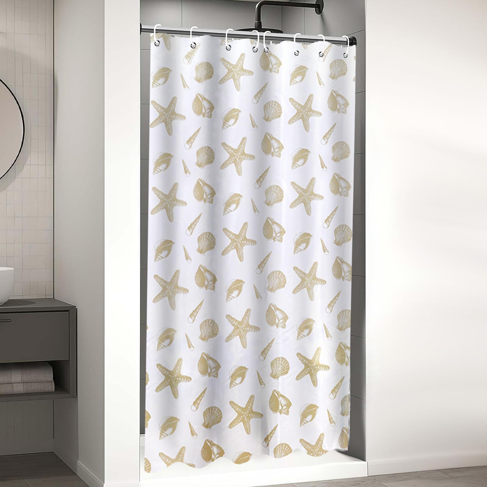YISURE Narrow Shower Curtain for Small Bathtub, Polyester Fabric Bath Curtain Water Repellent, Width 120 x Height 200cm