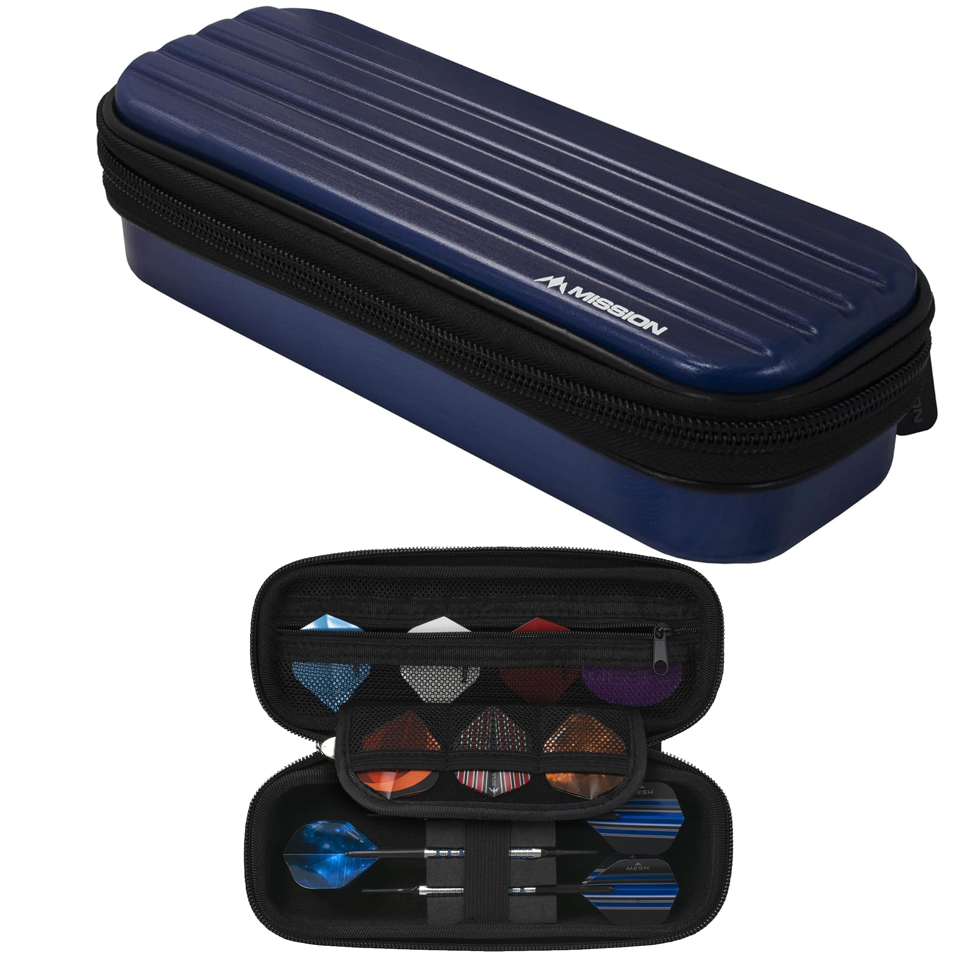 Mission Darts W122 ABS-1 | Slimline Darts Case with Metallic ABS, Dark Blue