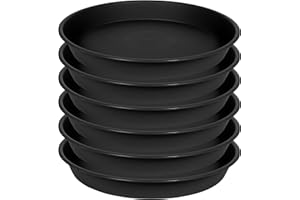 Angde 6 Pack of 12 inch Plant Saucer, Plant Saucer 12 Inch Round, Plant Trays for Pots, Plant Drip Tray, Plant Pot Saucers, Flower Pot Saucer 12", Plant Saucers for Indoors (12", Black)