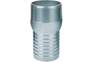 Gloxco Combination (KC) Nipple Fitting, 2″ Hose Shank x 2″ Male NPT, Zinc Plated Steel (KCN-200-NPT-GS)