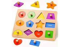 SYHLN Wooden Shape Peg Puzzles for Toddlers 1 2 3 Year Old Boys Girls Gifts: Shape Sorter & Color Match Baby Puzzles 12-18-24 Months - Montessori Toys for 1 2 3 Year Old Toddler Learning Activities