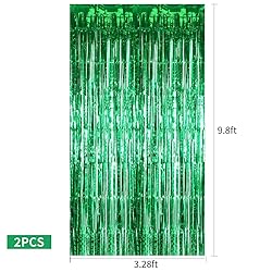 TONIFUL 2Pcs Green Metallic Tinsel Foil Fringe