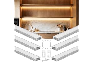 VEVOR 6-Pack 3.3 ft/1M U Shape LED Aluminum Channel, with Milky Cover, End Caps and Mounting Clips, Aluminum Profile for LED 