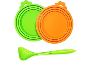 MoPawKT- Pet Food Can Covers, Silicone Can Lids for Cat/Dog Food, Universal 3 Sizes for Most of Standard Food Cans, BPA Free Reusable (2 lids+1 spoon)