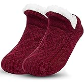 Backche Unisex Fluffy Fuzzy Warm Slipper Socks for Men Women, Thick Fleece Lined Non-Slip Socks Indoor Floor
