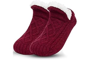 Backche Unisex Fluffy Fuzzy Warm Slipper Socks for Men Women, Thick Fleece Lined Non-Slip Socks Indoor Floor