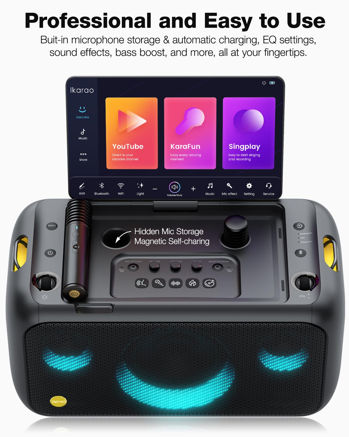 Ikarao Karaoke Machine for Adults, with Lyrics Display Built-in 13.3