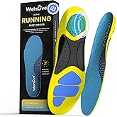 Lightweight Performance Sports Insoles Protective - Welnove Shock Absorbing Athletic Insoles for Running, Basketball, Fitness - Energy Return,Increased Performance,Injury Protection, Men Women (L)