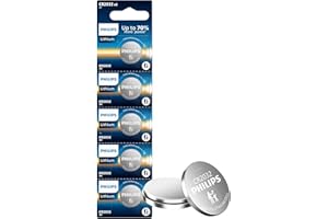 PHILIPS CR2032 Batteries 5 Pack, CR2032 Lithium 3v Coin Battery, Replacement 2032 Battery for Apple Airtag, Car Remote Key, W