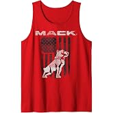 Mack Trucks Mack the Bulldog Logo with American Flag Trucker Tank Top