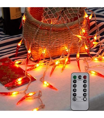 Amazon.com: OKBA 2pack red Chili Pepper String Lights,40 LED