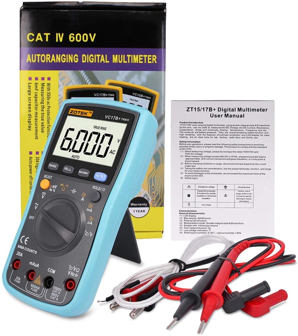 ZOTEK VC17B Digital Multimeter 6000 Counts Backlight AC DC Ammeter Voltmeter Ohm Capacitance Meter Portable Multimeter