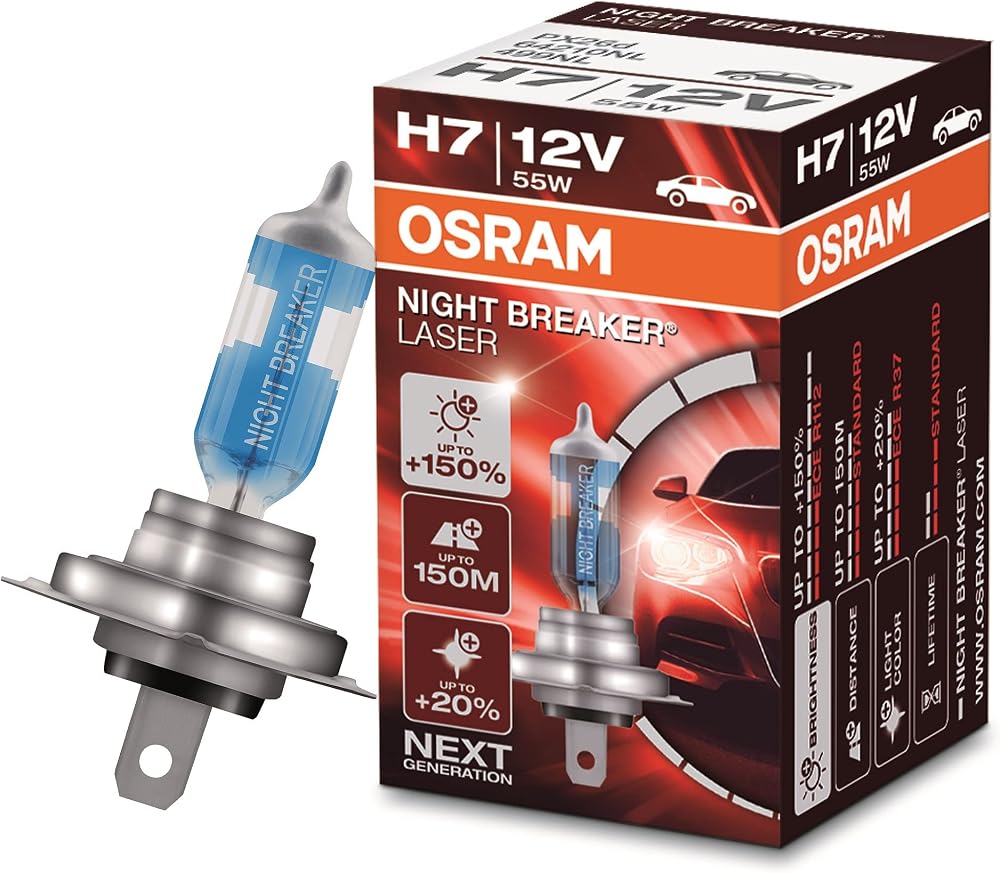 OSRAM NIGHT BREAKER LASER H7 150% Brightness 64210NL 12V Folding Box