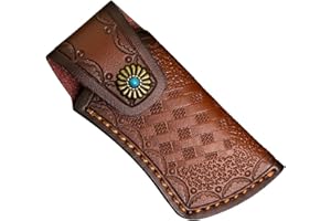 Xeerrfan 3.93" /4.72" Genuine Leather Sheath for Belt, Portable Folding Pocket Knife Case, Knife Holder Pouch Holster for Men with Buckle