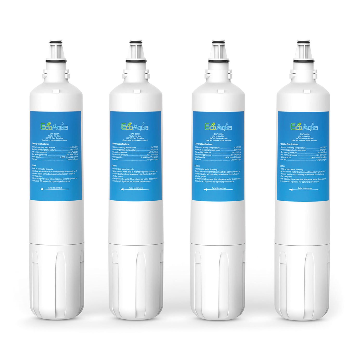 EcoAqua EWF-8003A Water Filter Replacement Compatible With Sub-Zero PRO48, PRO48G, 4204490, 4290510, 4134313, ICBBI42SD/S/TH refrigerators and 3M AP Easy Complete tap filter (4)