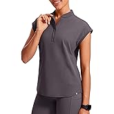 POPVIOLET 4-Way Stretch Scrub Tops for Women - 2 Pockets Mandarin Collar Shirttail Hem Medical Work Scrub Shirts