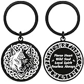 Hewonnn Viking Wolf Keychain - Norse Wolf Symbol Key Ring, Wolf Gift for Men - Nordic Stainless Steel Viking Keychain