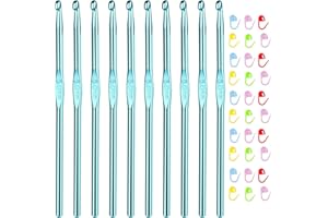 Aeelike 10pcs Size H / 5.0mm Crochet Hooks,Aluminum Crochet Needles and 30pcs Stitch Markers for Beginner and Advanced, Crocheter Hook Set for Learning How to Crochet