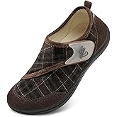 LeIsfIt Mens Slippers Wide House Shoes Adjustable Diabetic Shoes Non-slip Arthritis Swollen House Slippers Indoor Outdoor Slipper Shoe