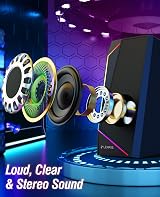 LENRUE USB C Computer Speakers with Headphone Jack and Adapter Included view 2